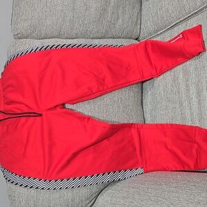 Sports Illustrated Swim Red Joggers with Black and White Stripes